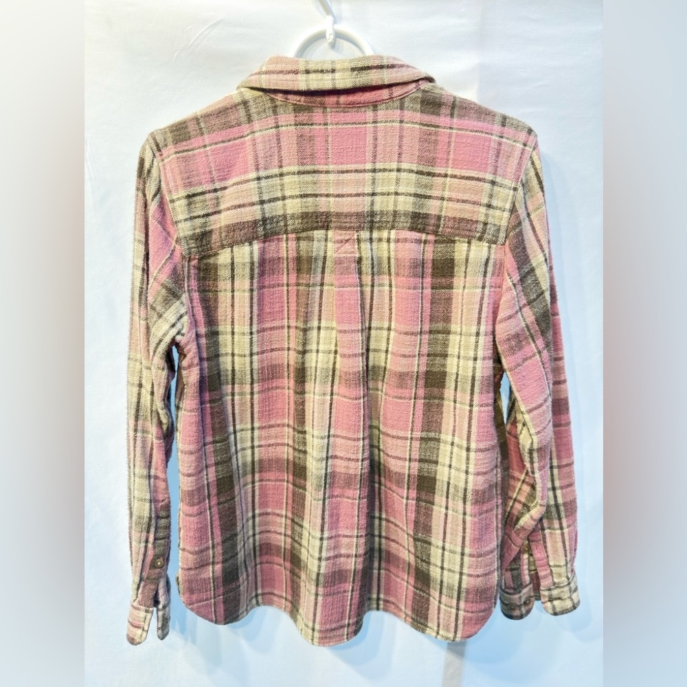 Women’s L.L. Bean 1912 Field Flannel Shirt Large in Pink, black & Cream Plaid - Picture 8 of 11